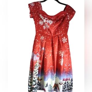 NWT Dressfo christmas print holiday party dress